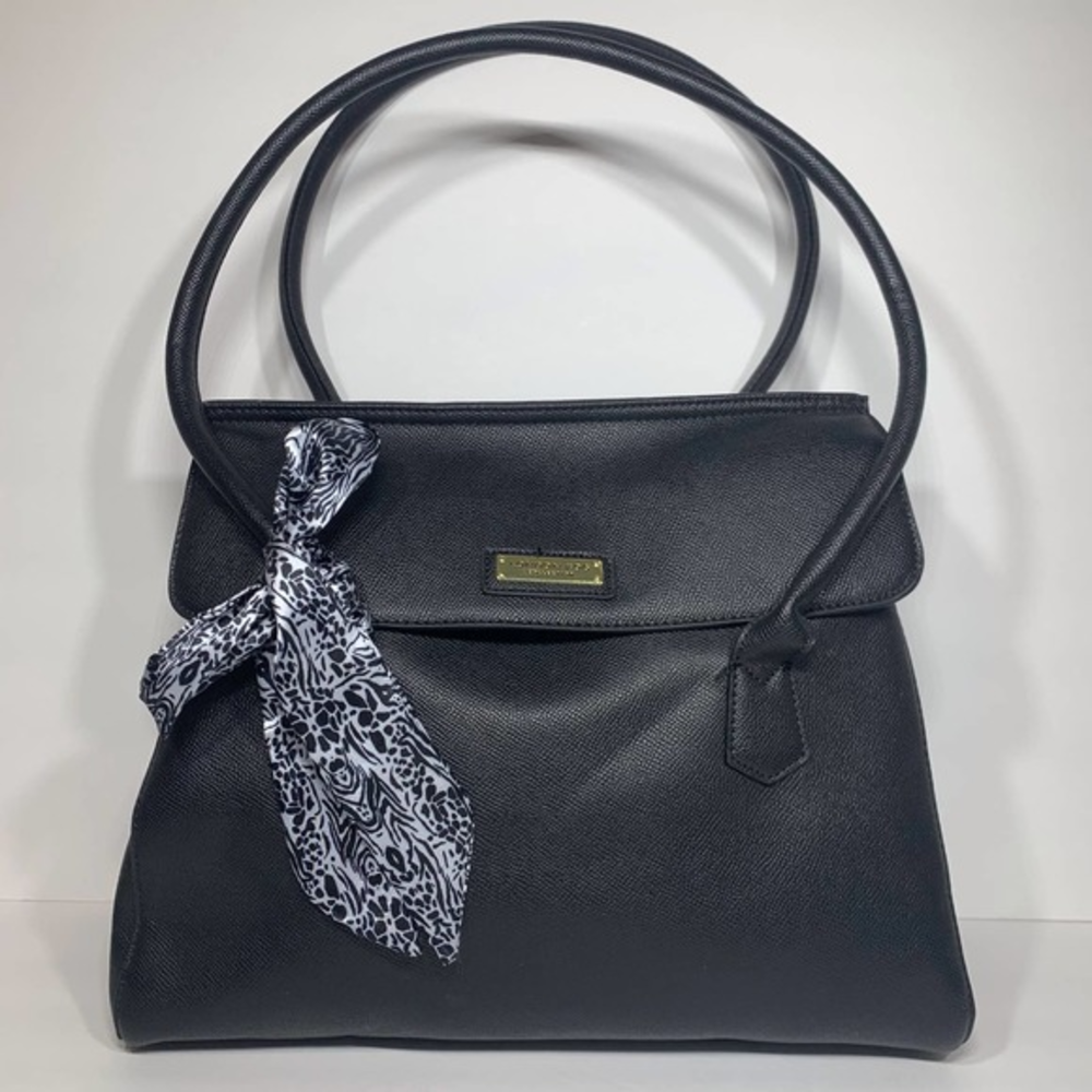 EUC London Fog Collection Faux Leather Gold Trimmed Handbag‎